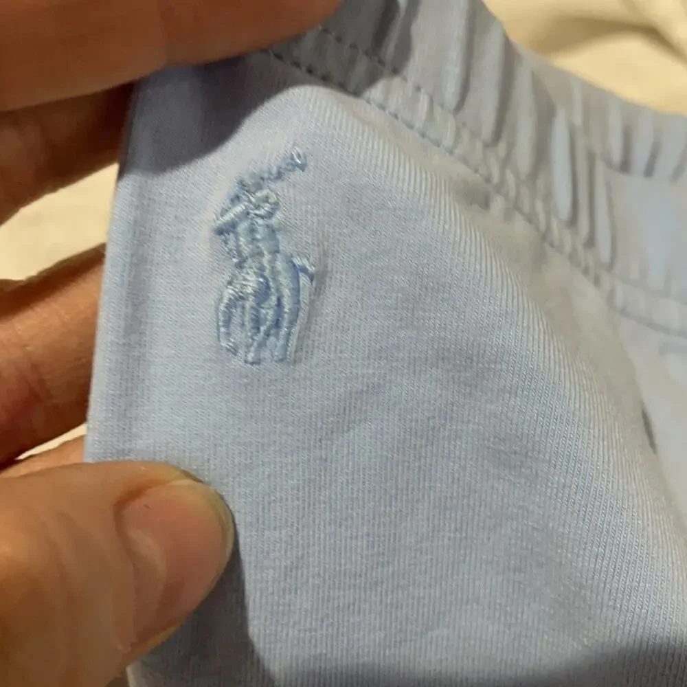 Ralph Lauren 5 light blue cotton spandex floral ankle embroidered legging euc